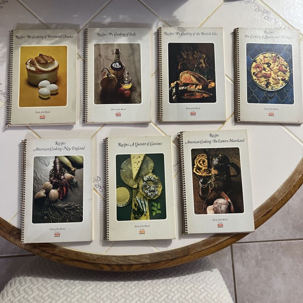 Lot of 7 Time Life Books Foods of the World Spiral-Bound Cookbooks Spain France